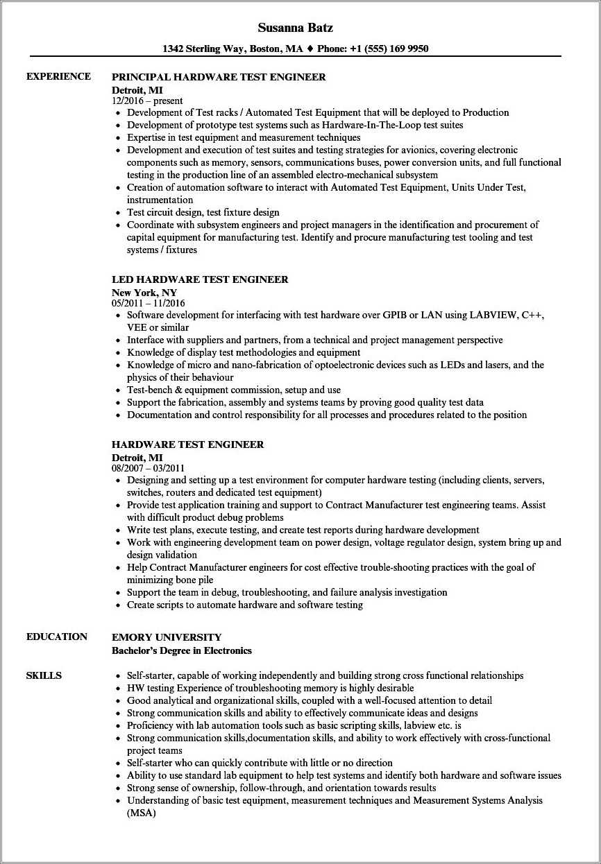 resume examples for 1 year experience