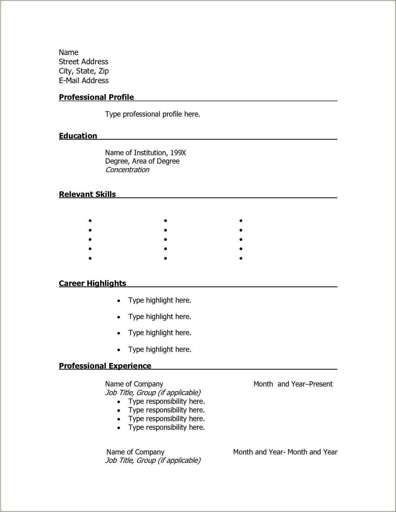 Resume free templates and printable resume example gallery