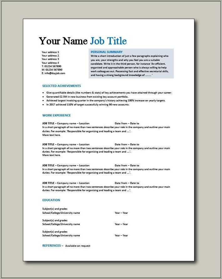 1st Resume Out Of School No Resume