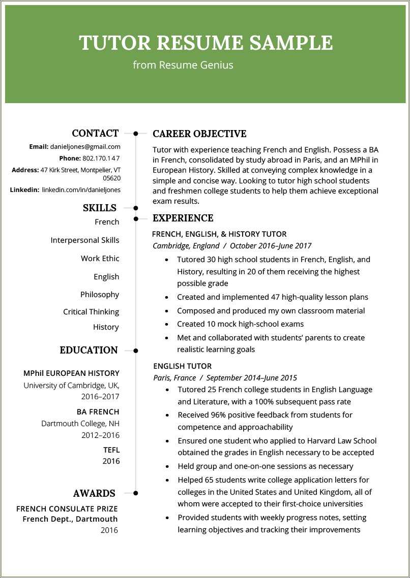 2016 Resume Example With No College Education Resume Example Gallery tutor-job-description-resume-uolitudeupf