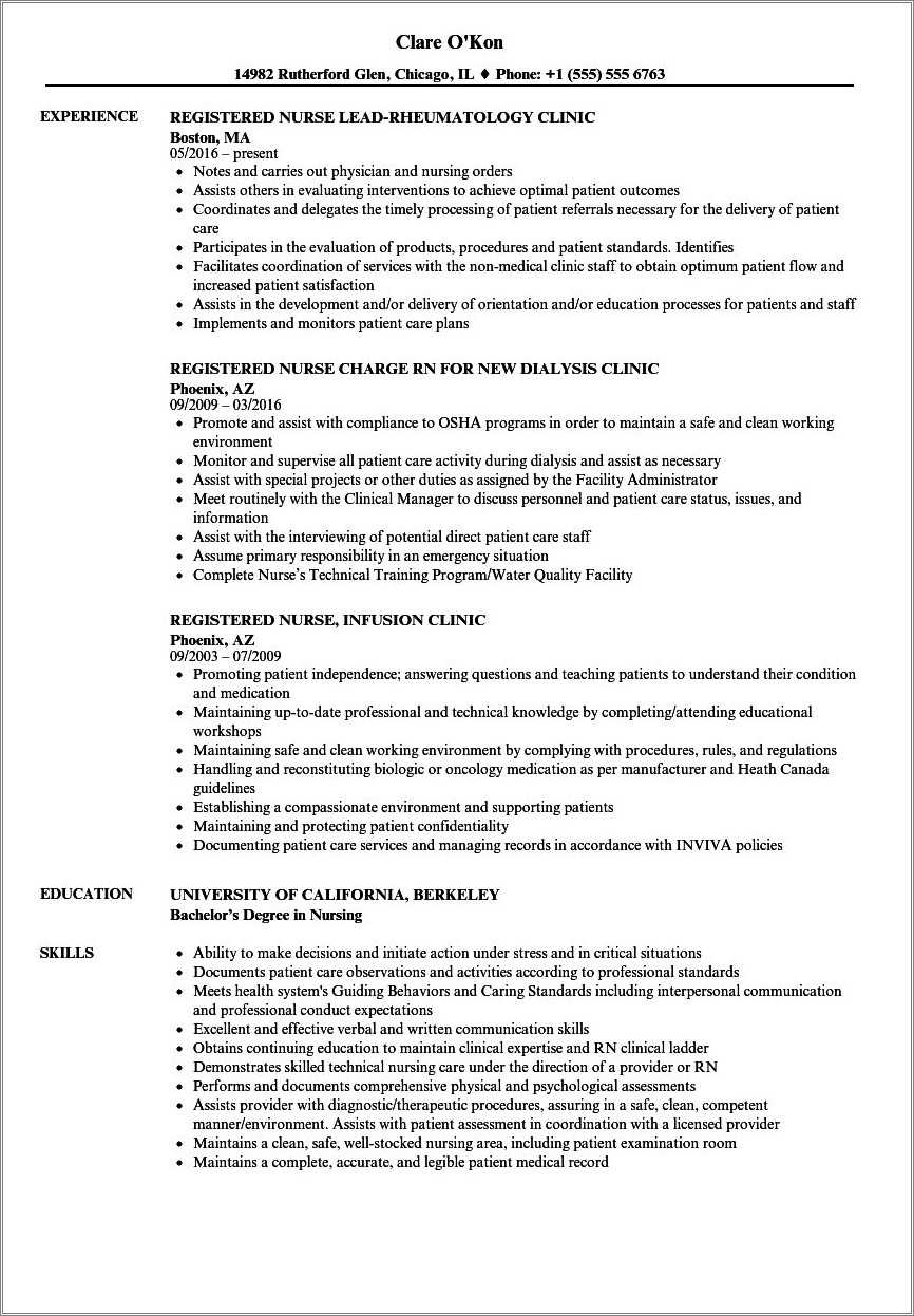 3 Year Registered Nurse Resume Examples