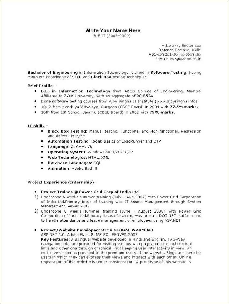 6 Years Experience Resume Sample