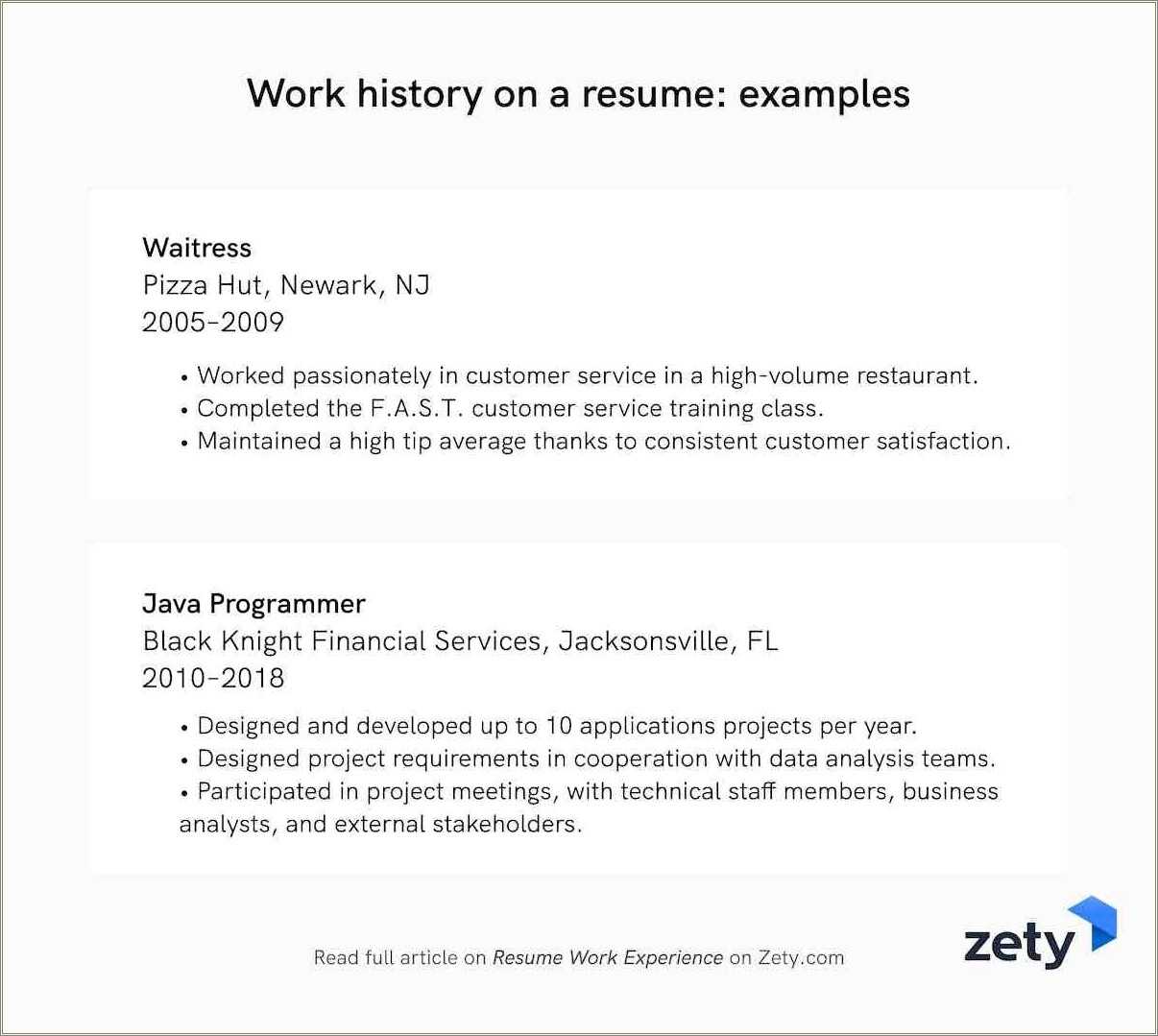 A Work History Summary Type Resume
