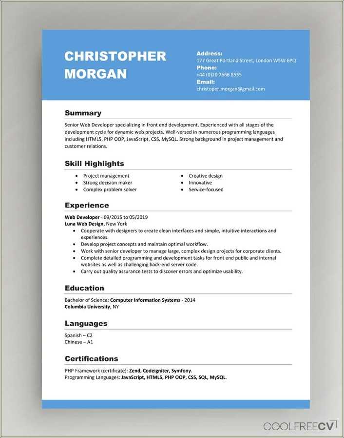 Acceptable Resume In New York Format Free