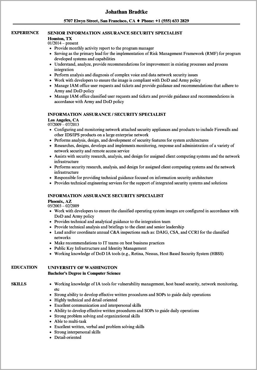 Access Control Specialist Sample Resume Resume Example Gallery