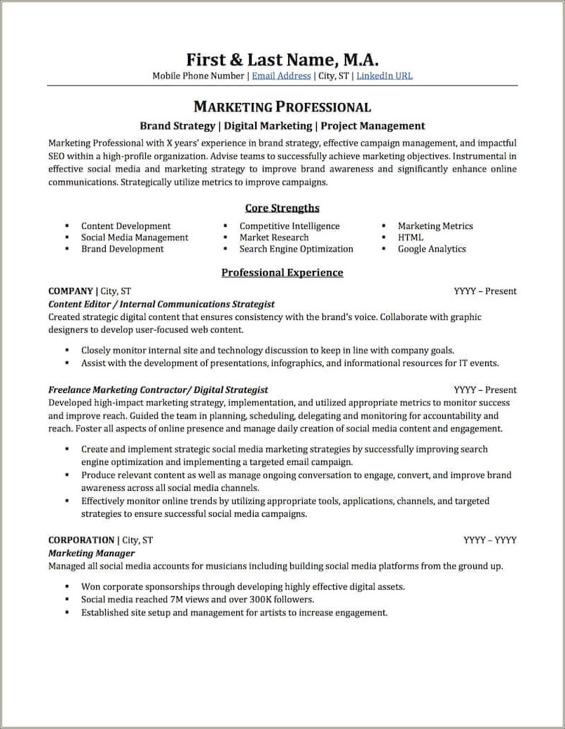 Account Manager Advertising Agency Resume