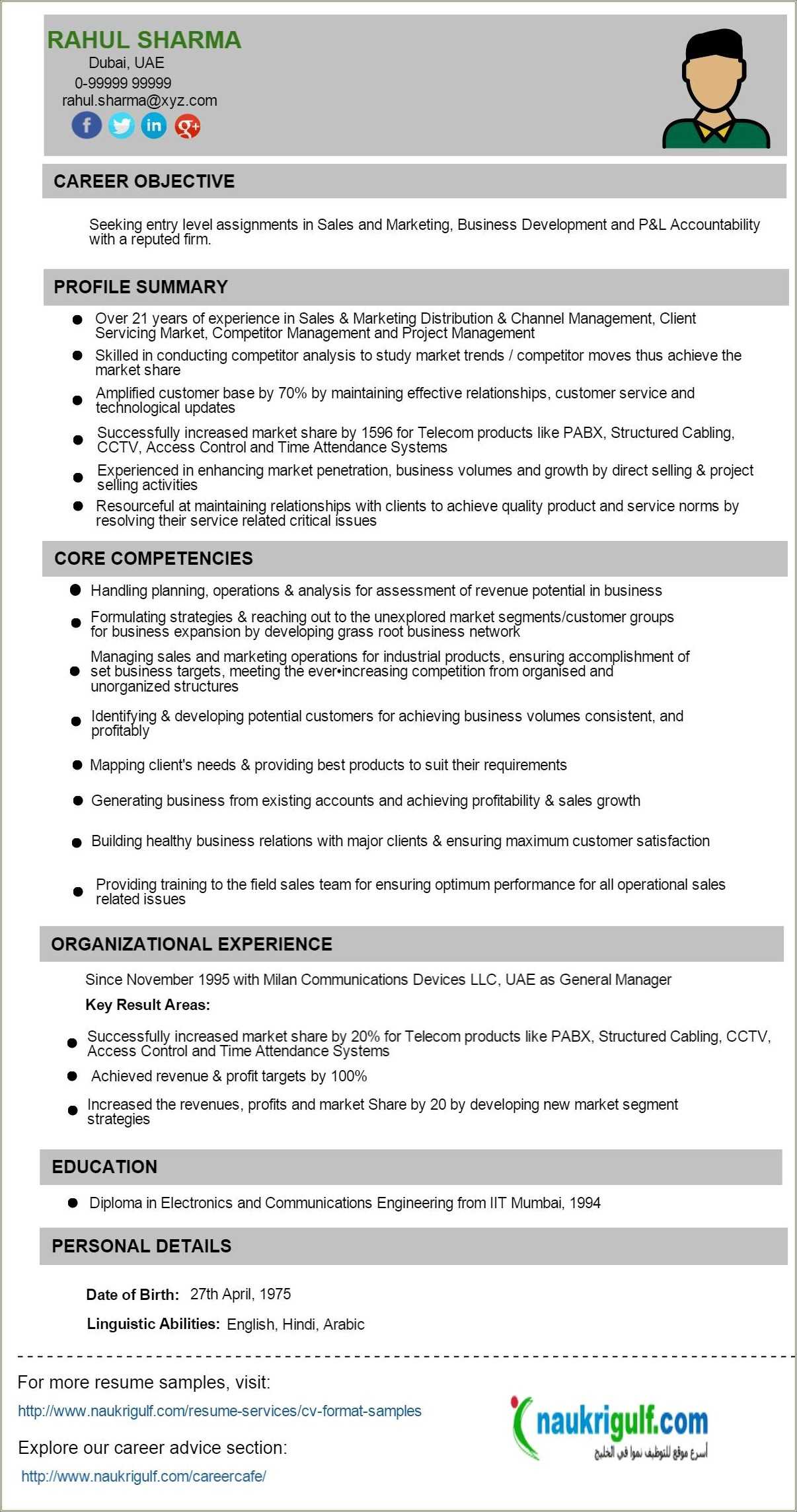 best resume format for gulf jobs