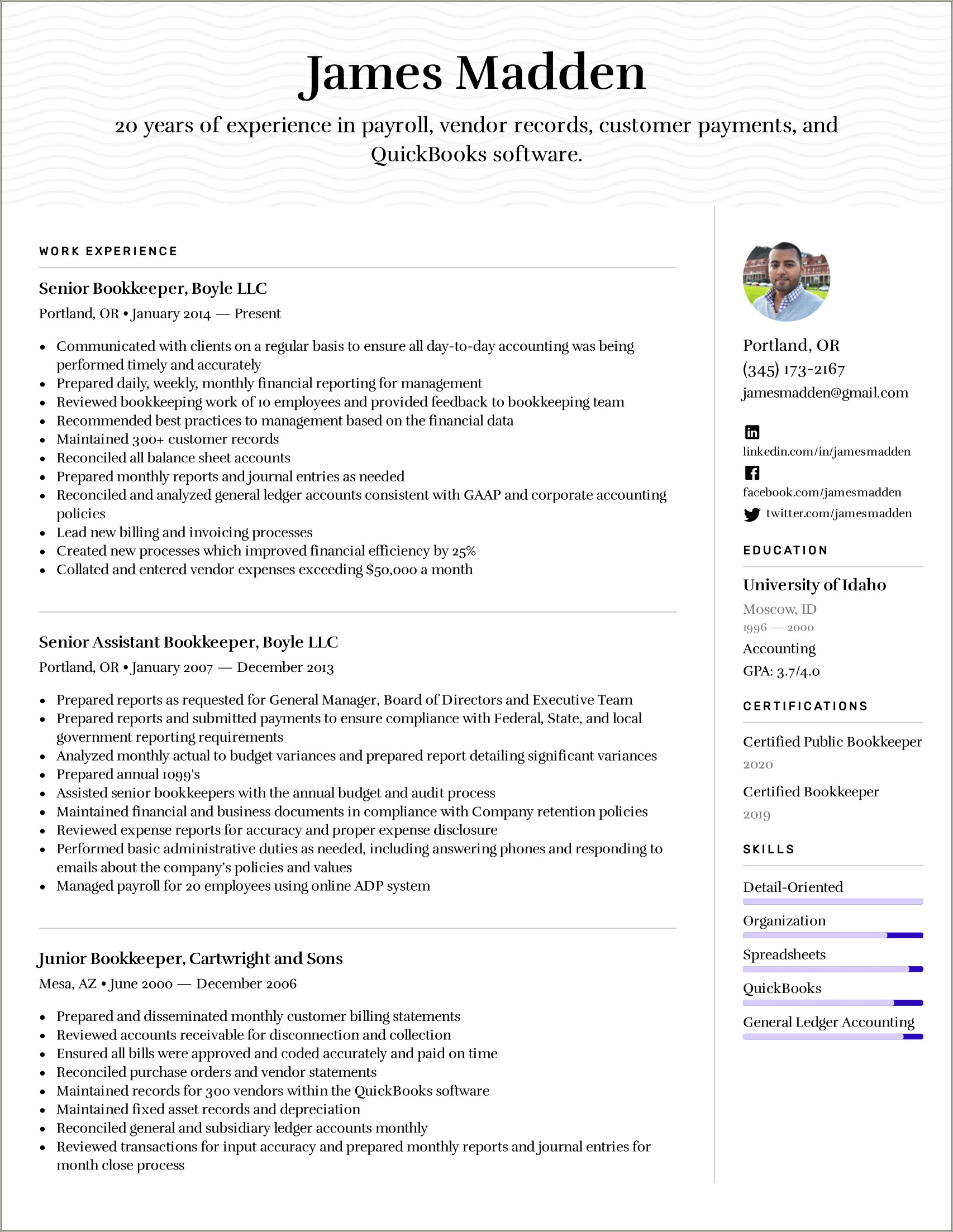 Accounting And Payroll Resume Examples Resume Example Gallery