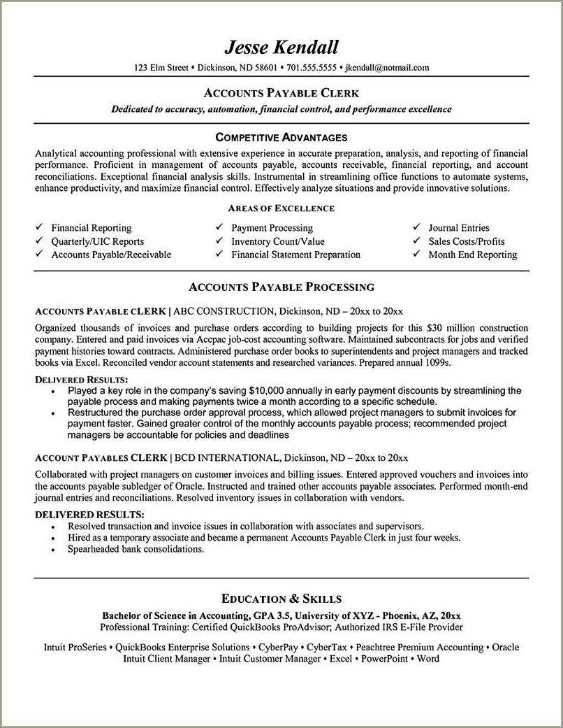 Accounts Payable Manager Resume Objectives Resume Sample Livecareer