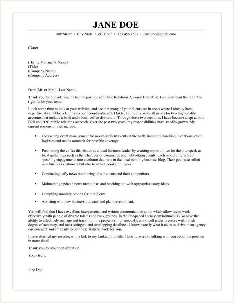 Advertising Account Manager Resume Cover Letter