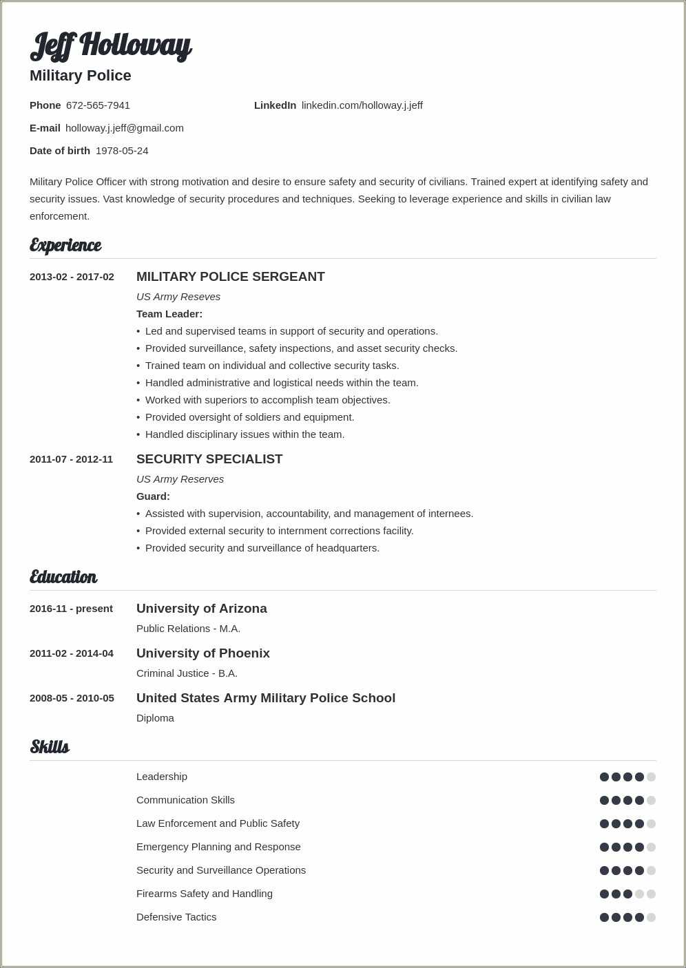 Air Force Targeted Resume Example