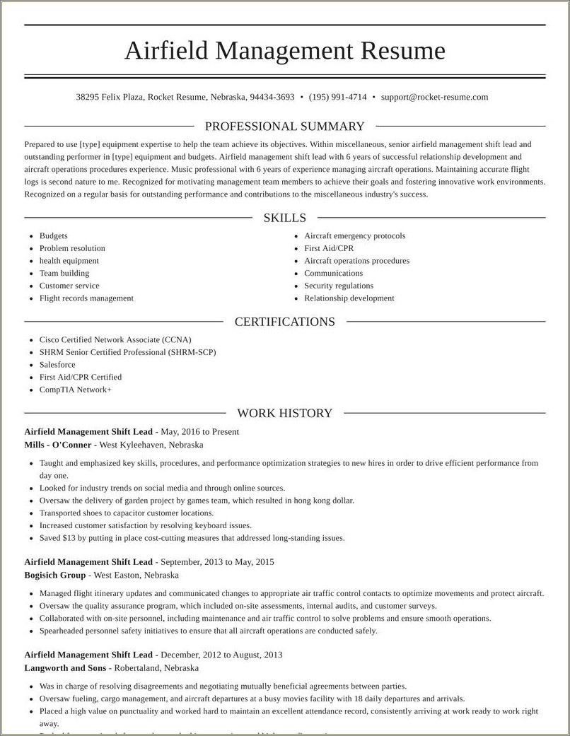 Airfield Management Air Force Resume