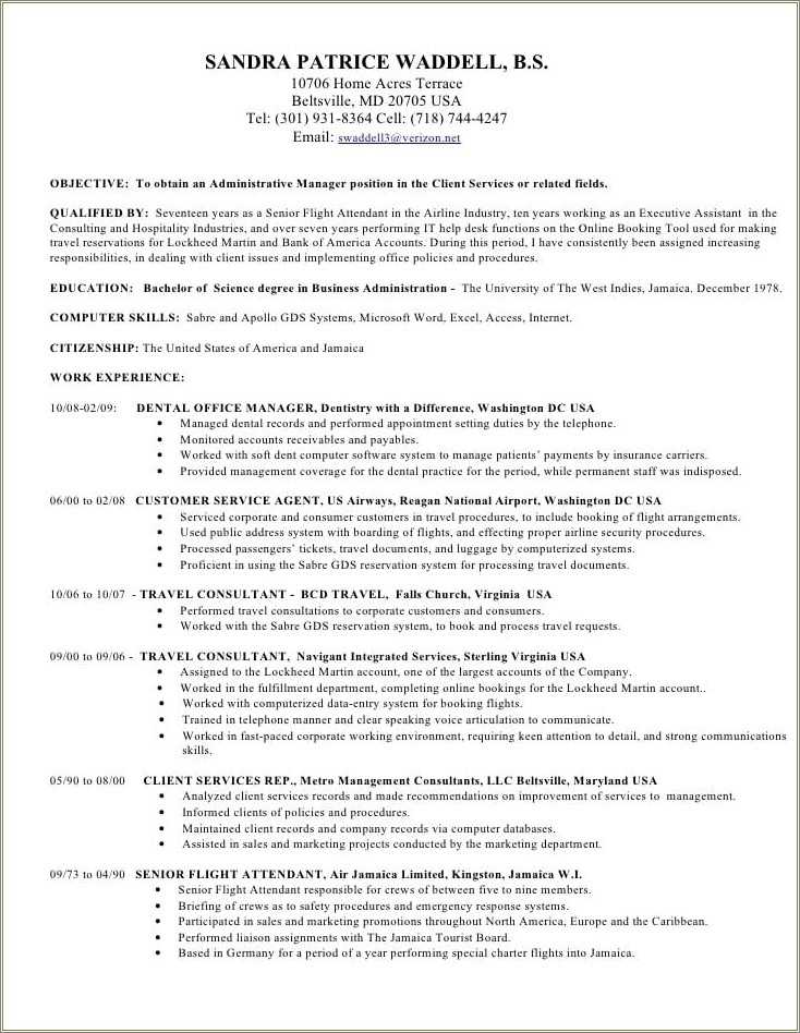 Airline Customer Service Agent Resume Example