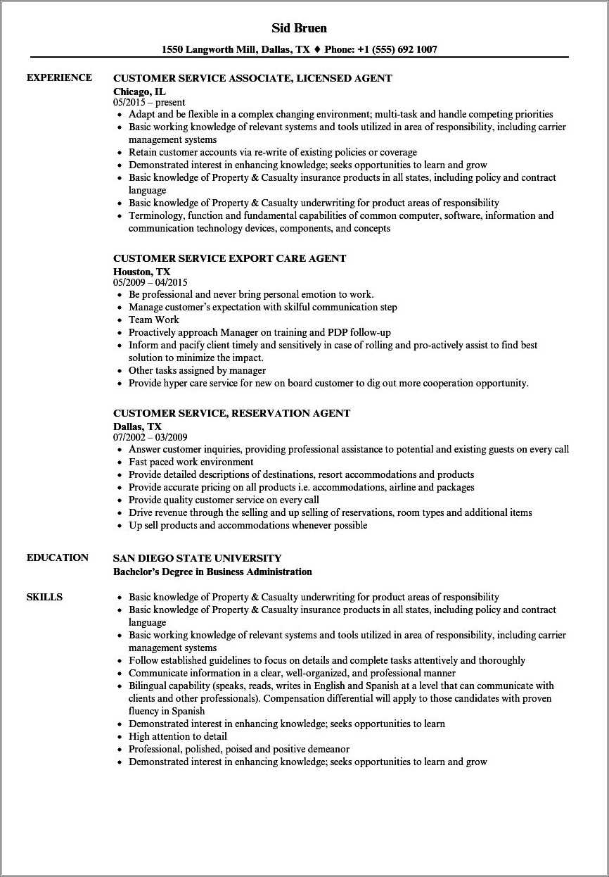 Airline Customer Service Job Description For Resume