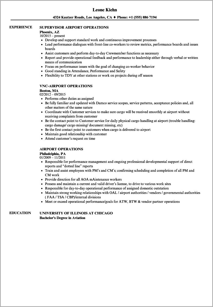Airport Customer Service Resume Objective