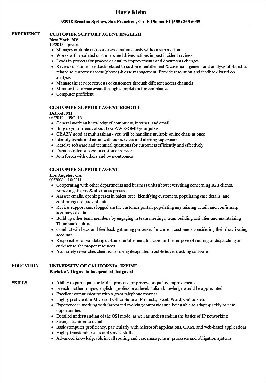 Airport Customer Service Resume Sample