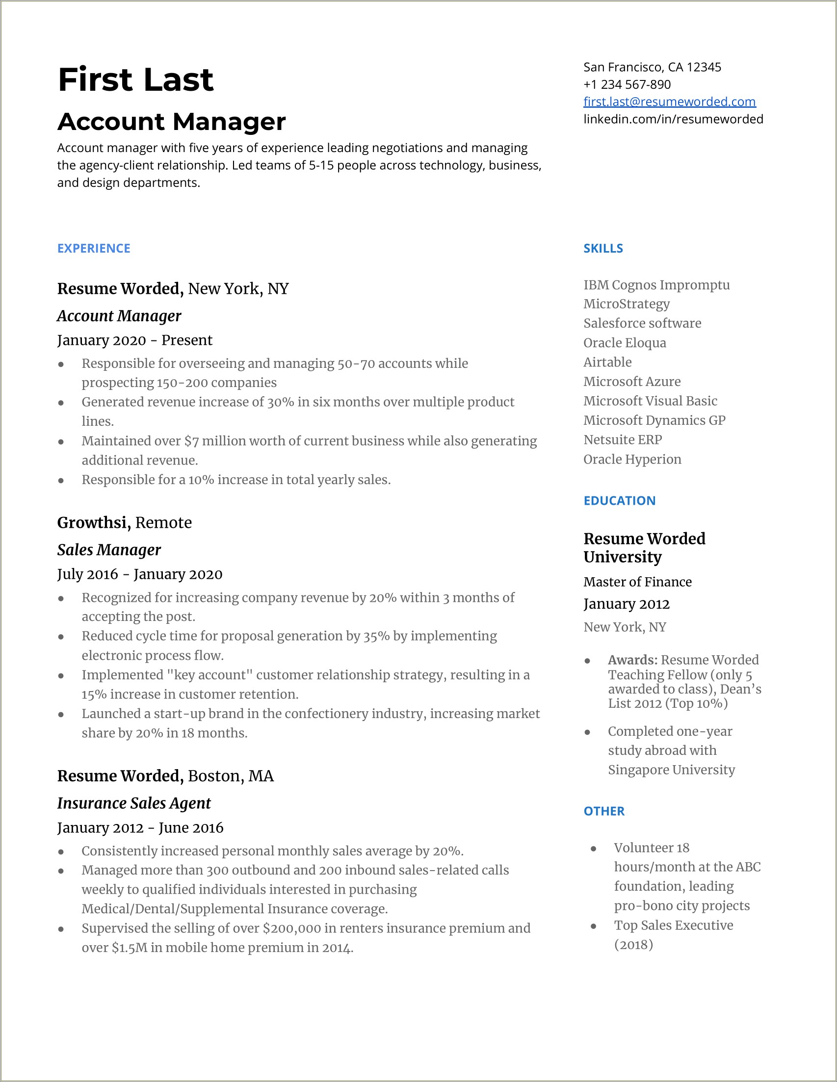 Alternative To Managed On Resume