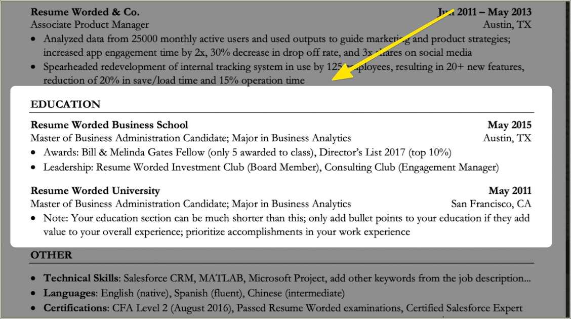 Alternative Ways To Put Education On Resume