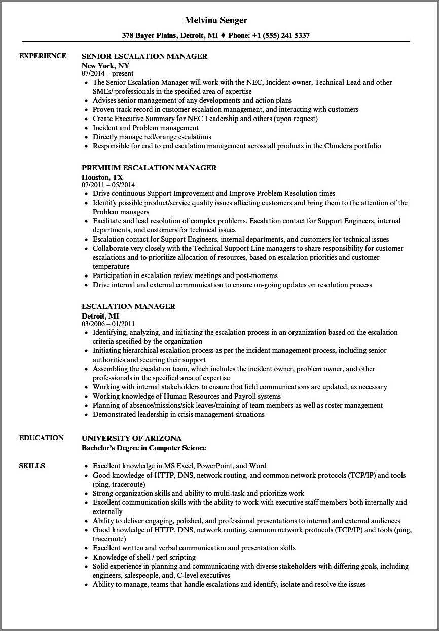 Amazon Escalation Specialist Resume Examples Resume Example Gallery