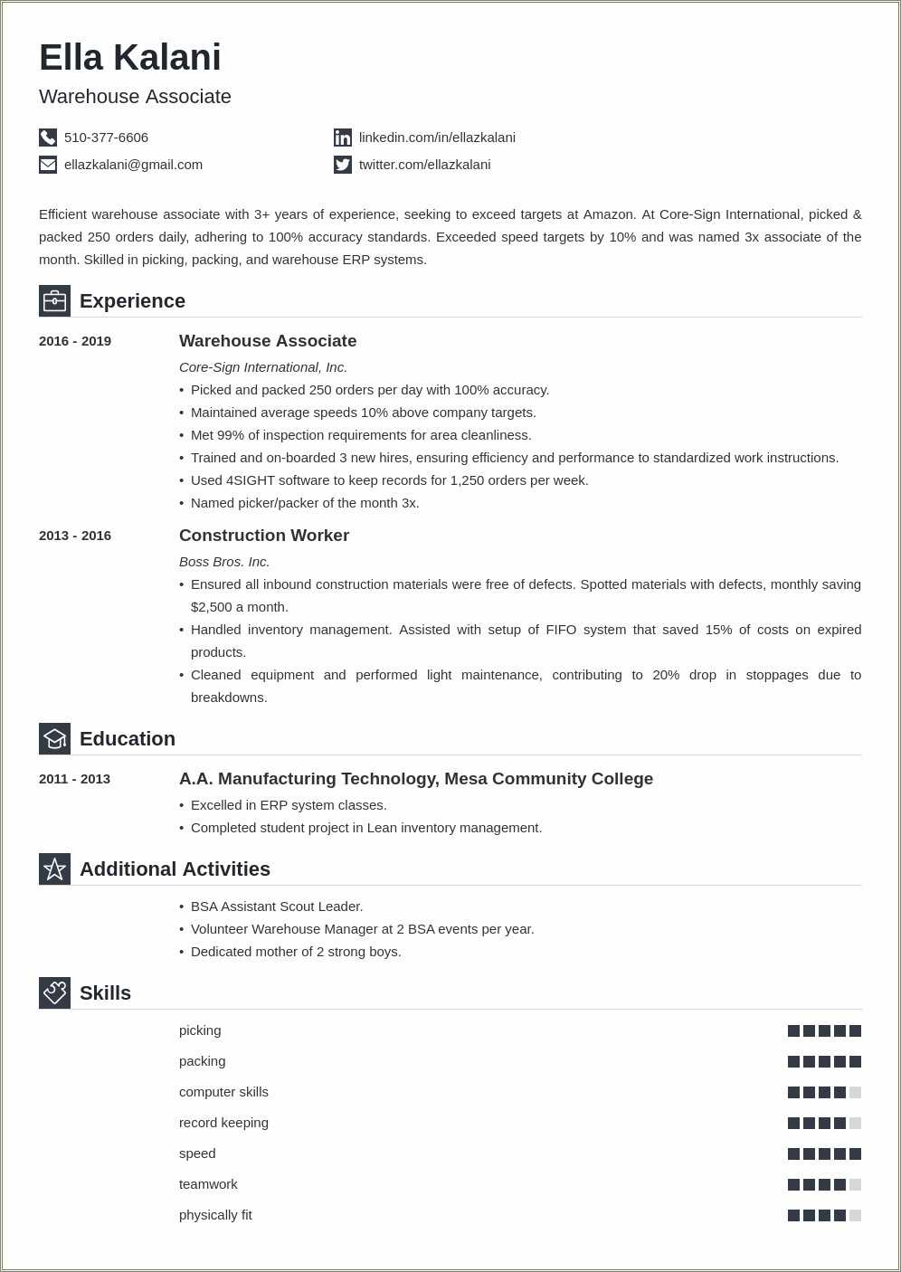 Manual Order Picker Job Description Resume Resume Example Gallery