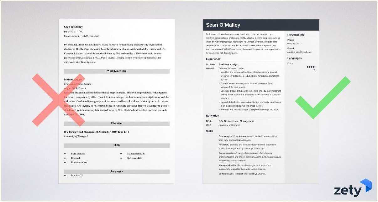 Analytical Skills Example In Resume