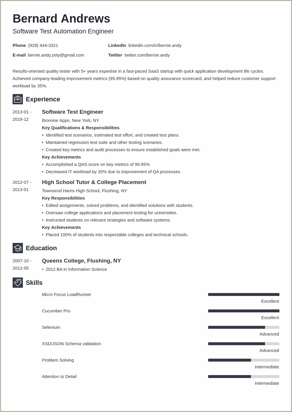 Api Manual Testing Resume Sample