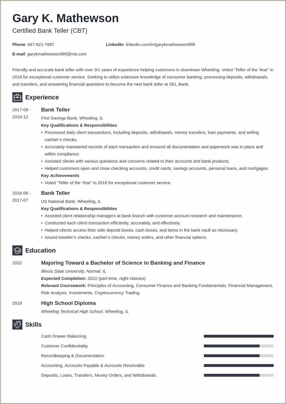 Bank Of America Order Management Resume