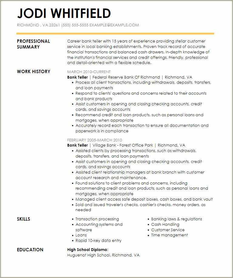 Bank Teller Skills And Abilities - Bank Teller Skills And Abilities For Resume