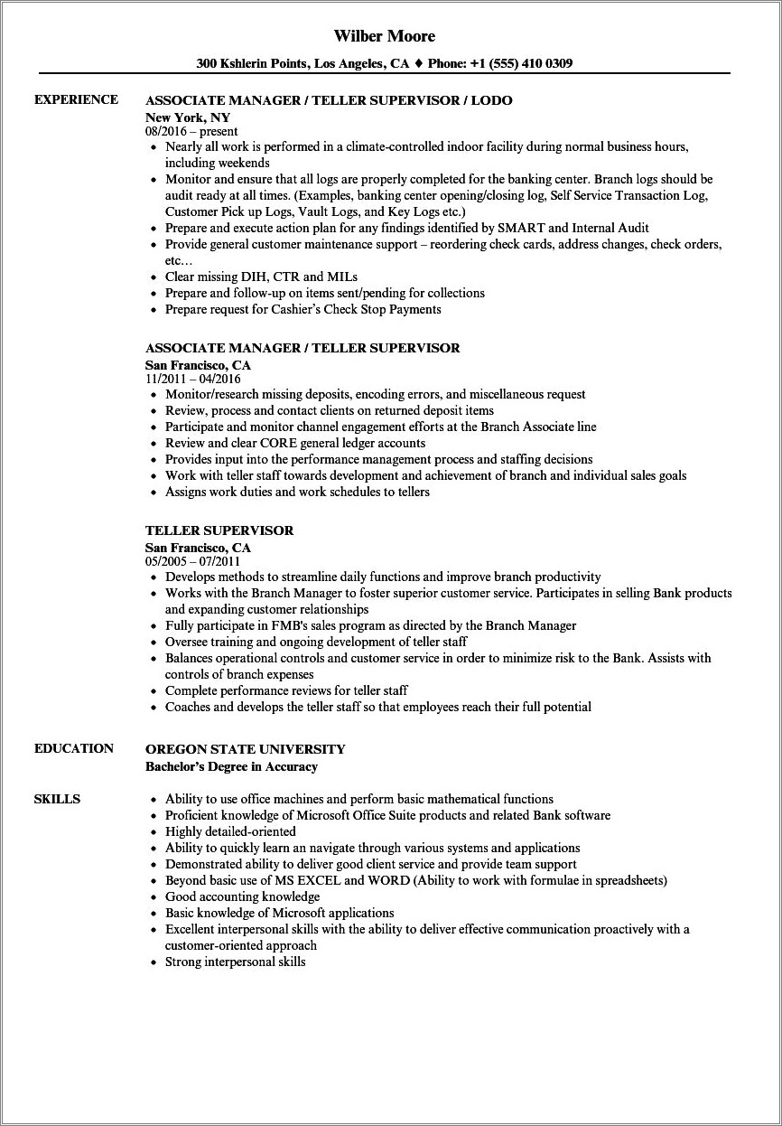 Bank Vault Teller Job Duties Resume Resume Example Gallery