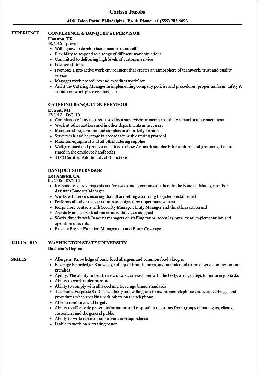 Spa Supervisor Job Description Resume Resume Example Gallery