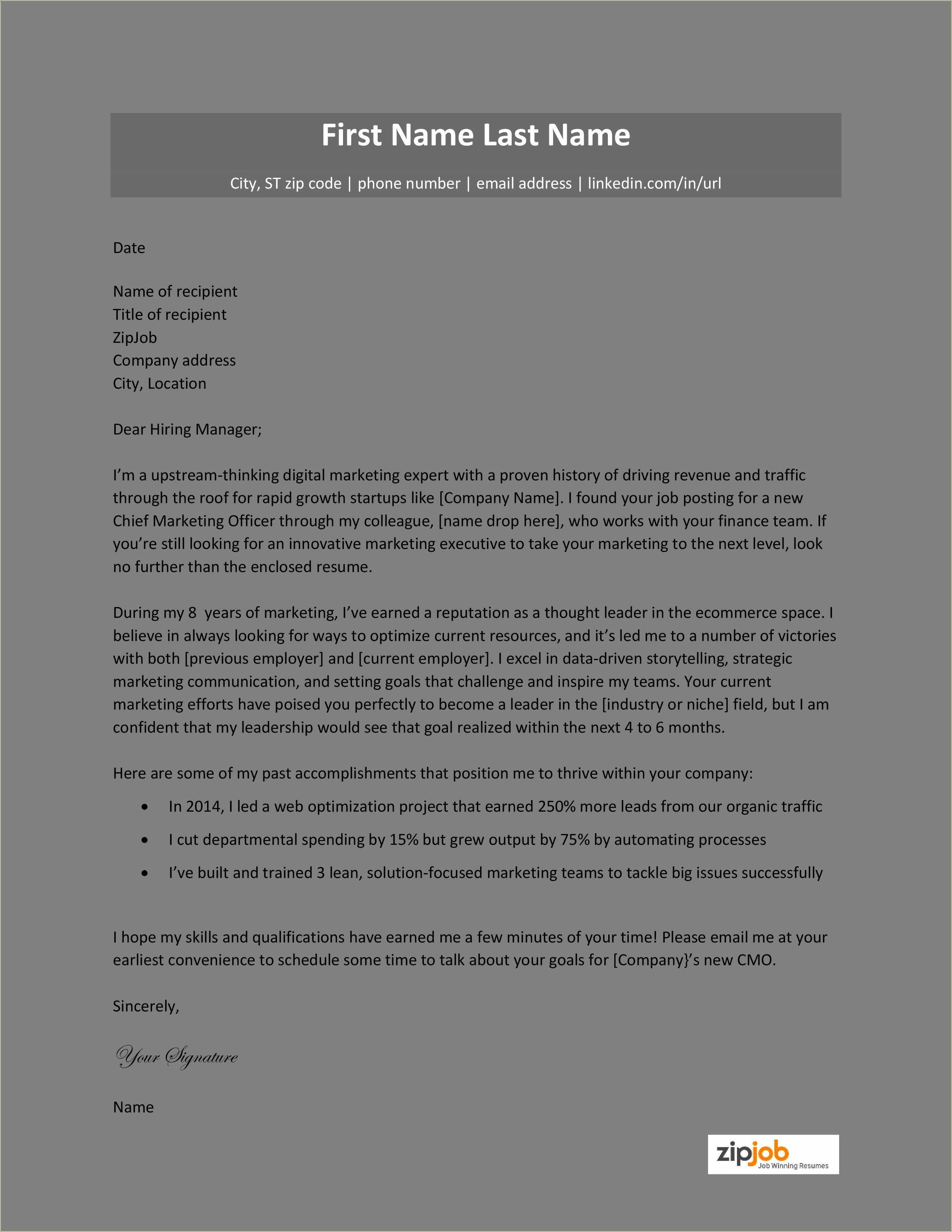 Basic Cover Letter Template For Resume - Resume Example Gallery