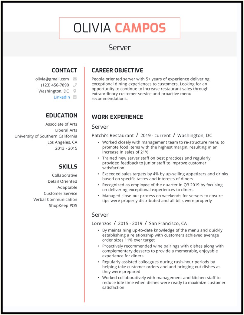 Example Of Service Industry Resume - Basic Resume Objective For Service Industry