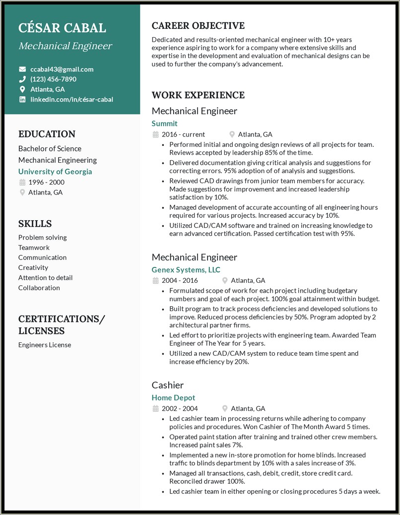 Best Career Objective For Resume For Mechanical Engineer