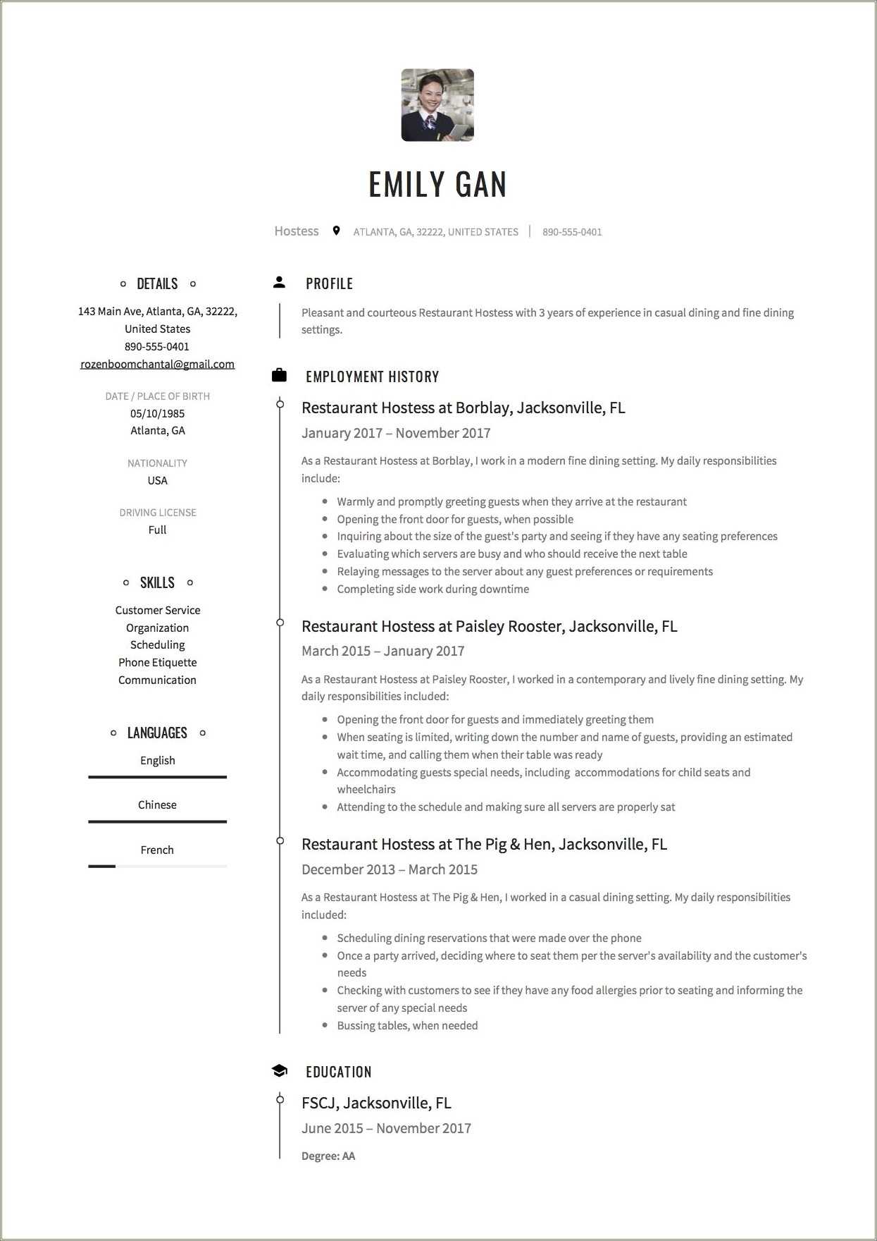 objective on resume for restaurant hostess