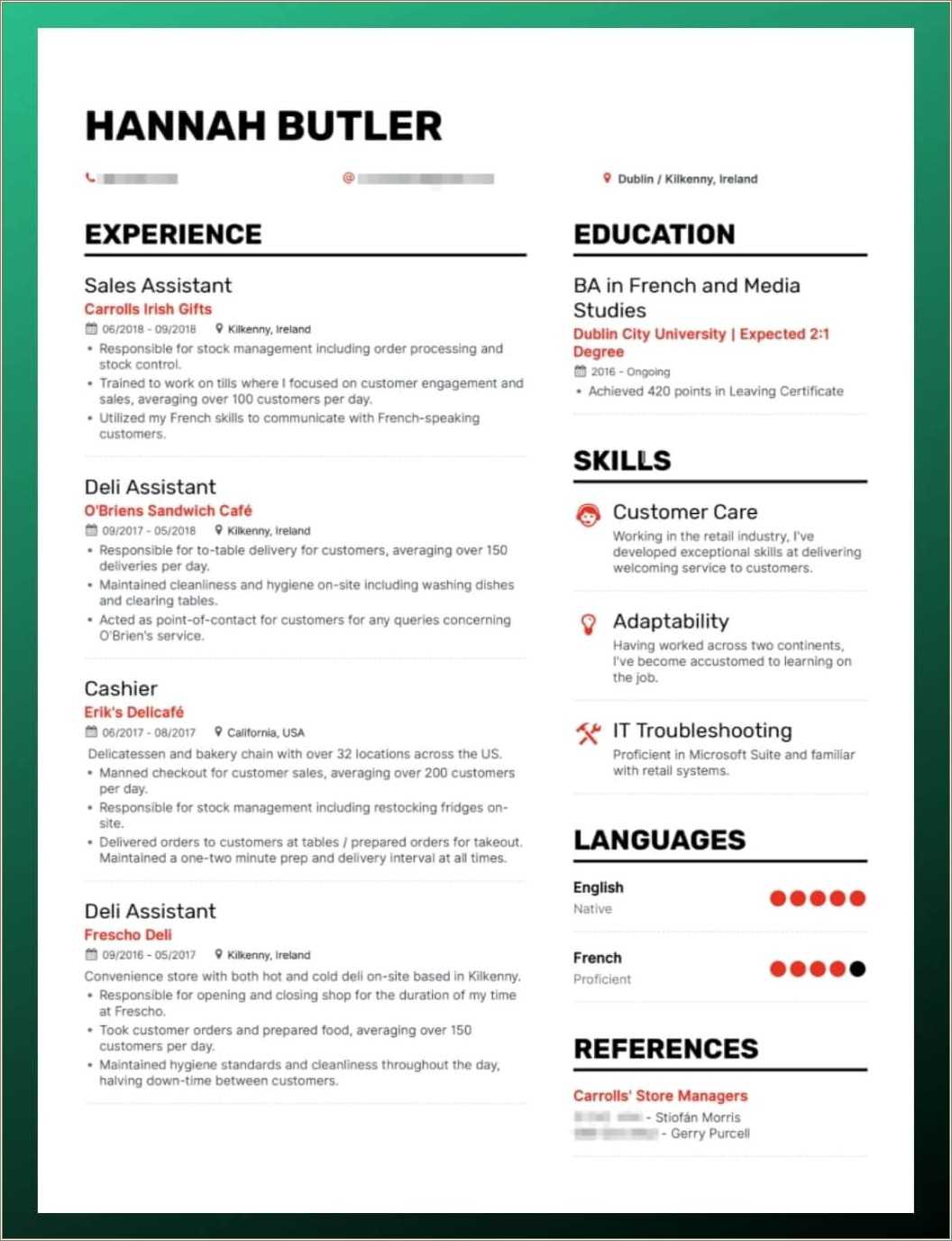 Best Fonts For Business Resume Resume Example Gallery