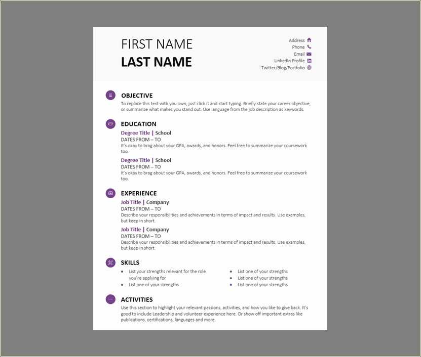Best Free Microsoft Word Resume Templates - Resume Example Gallery