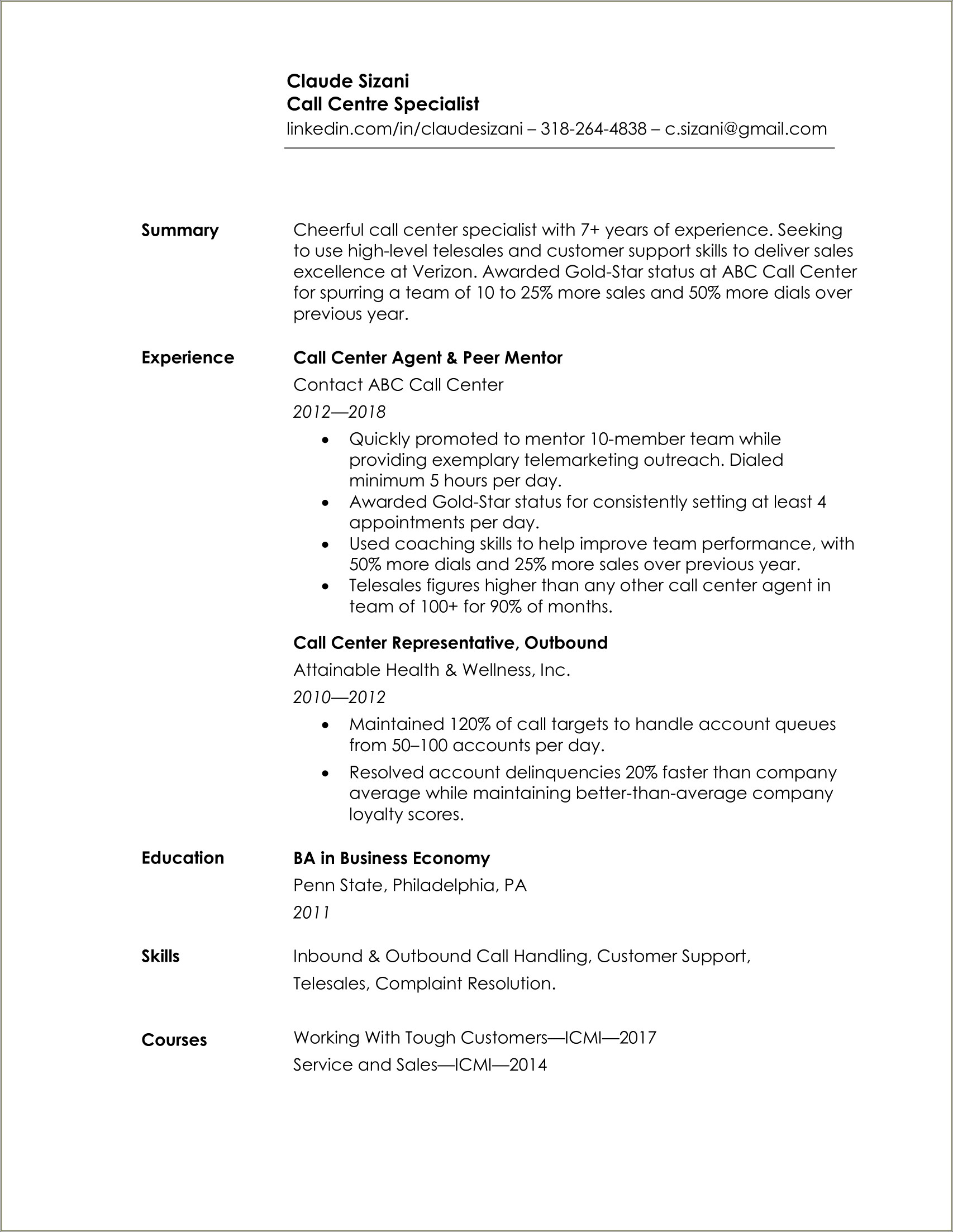 Best Job Seeking Resume Format