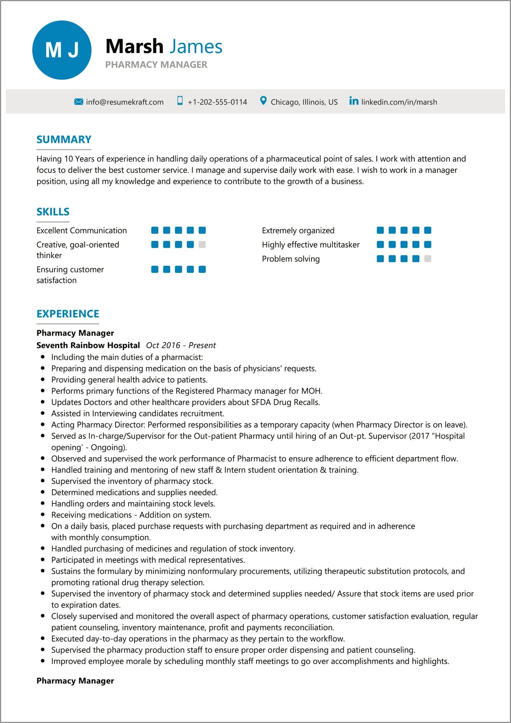 Best Managed Care Pharmacist Resume