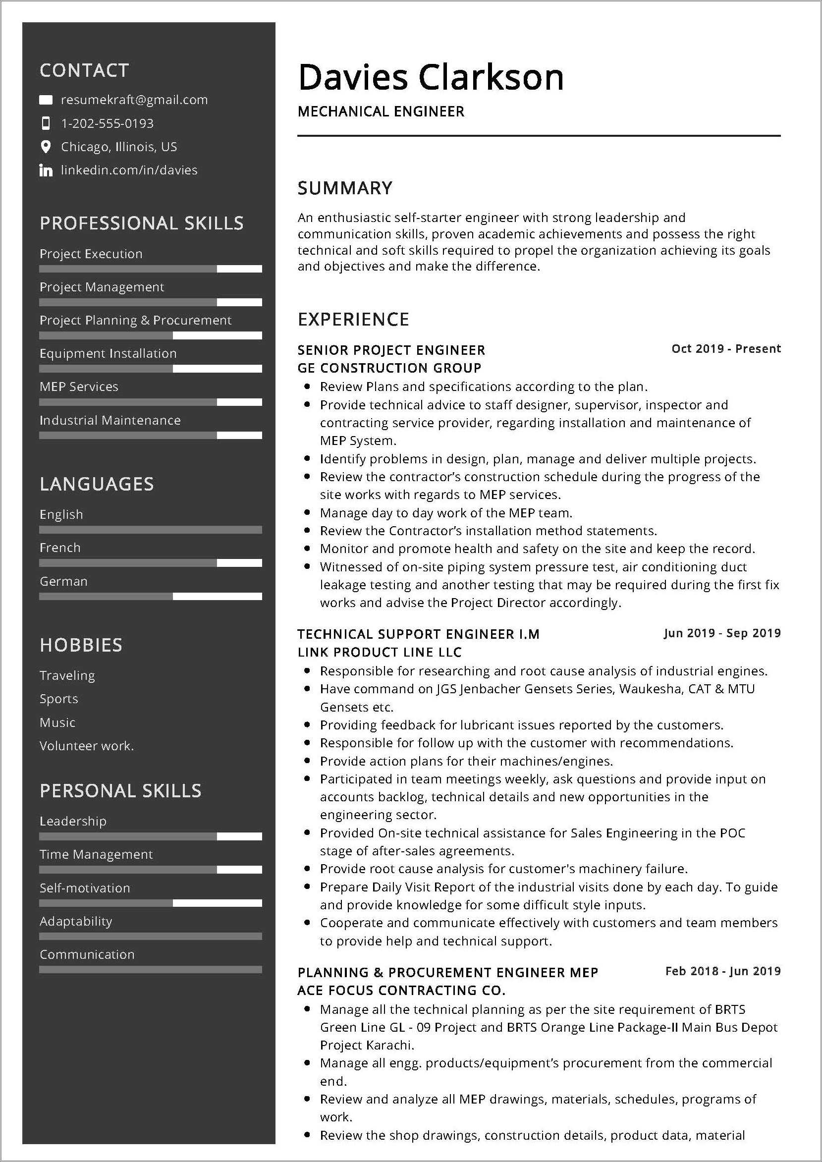 Best Objective Resume Mechanical Engineer