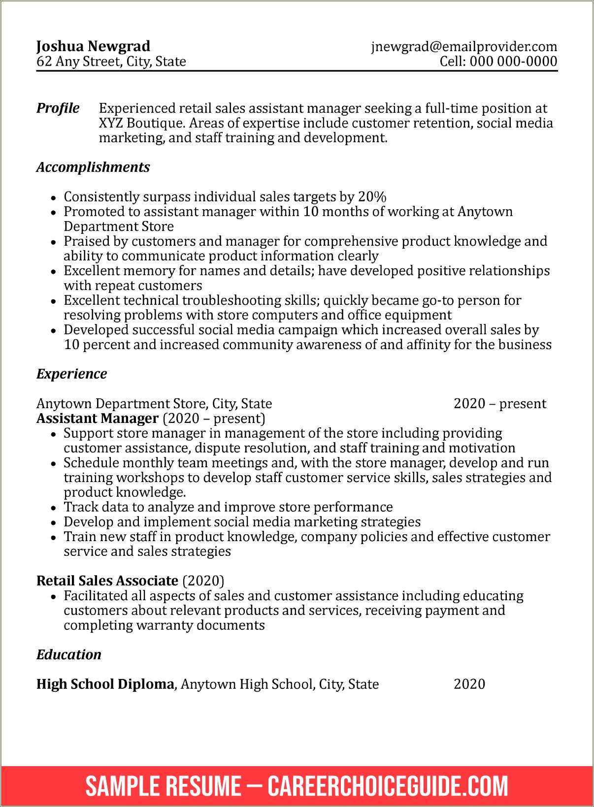 Best Resume Example For Fresh Graduate