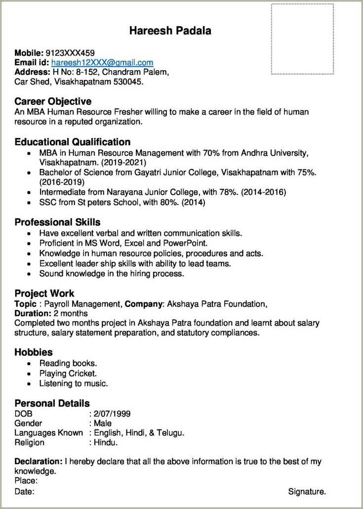 Gnm Nursing Resume Format For Freshers Word Resume Example Gallery