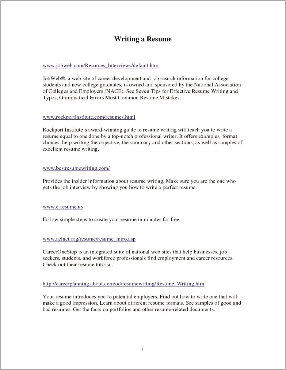 Best Site For Resume Help