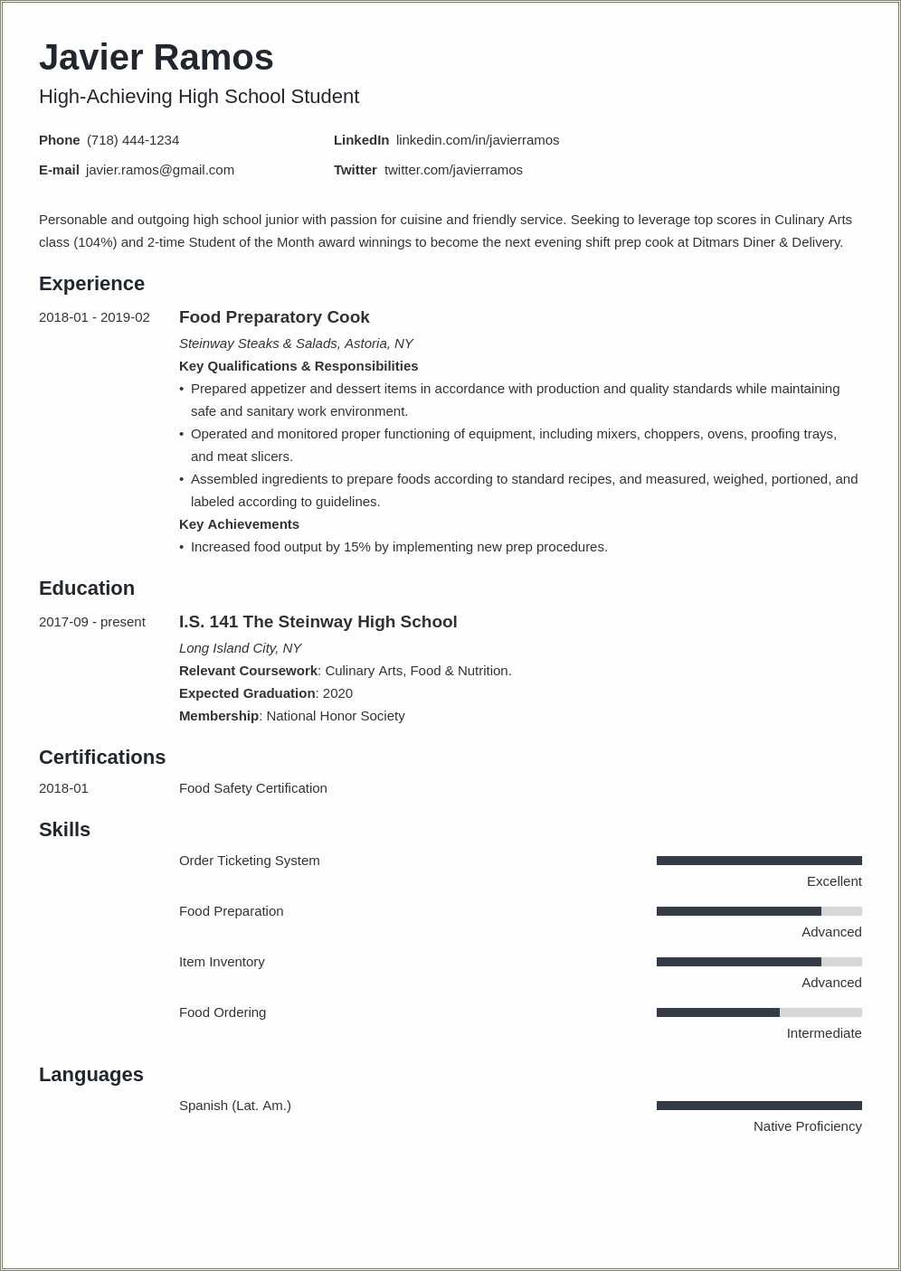 Can I Include High School Experience In Resume