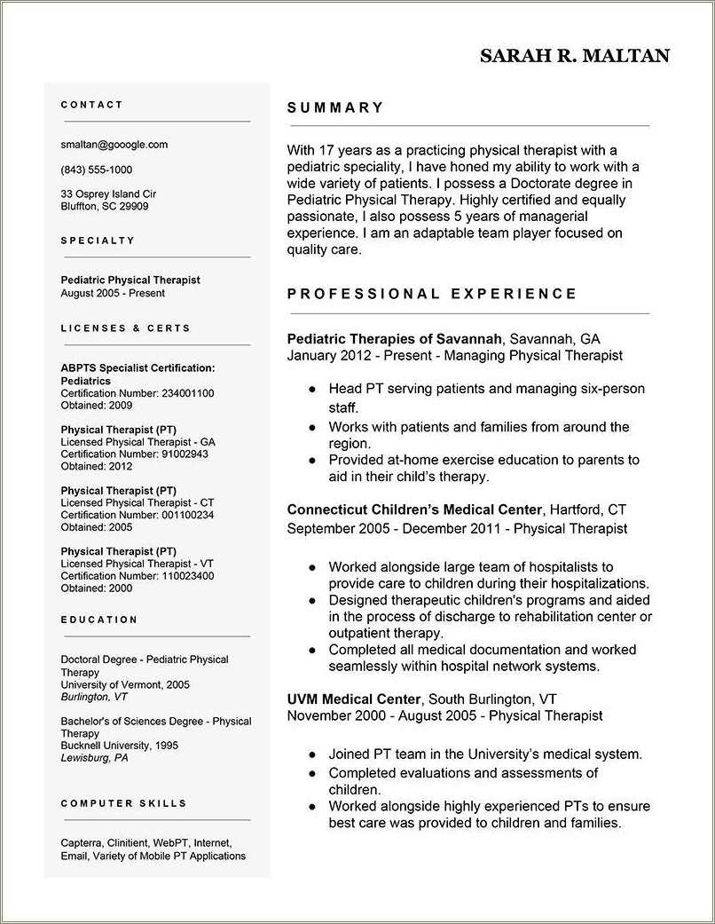 Cashier Job On Physical Therapy Resume