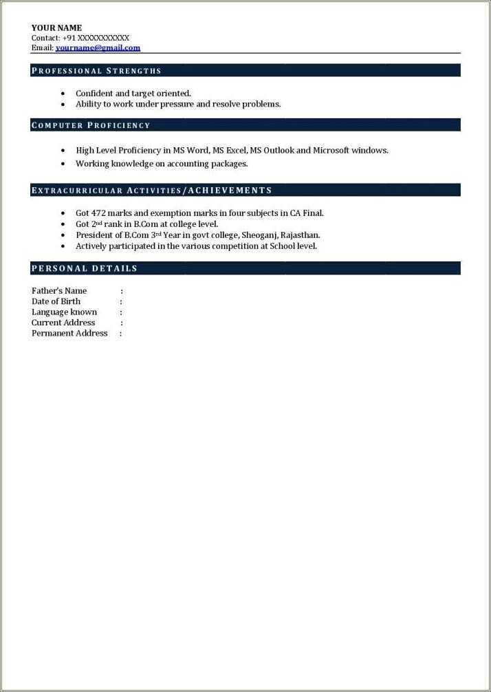 accountant resume india format in word