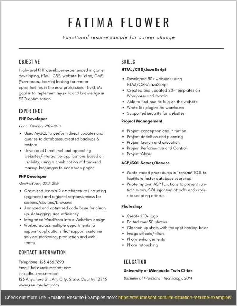 chrono functional resume format