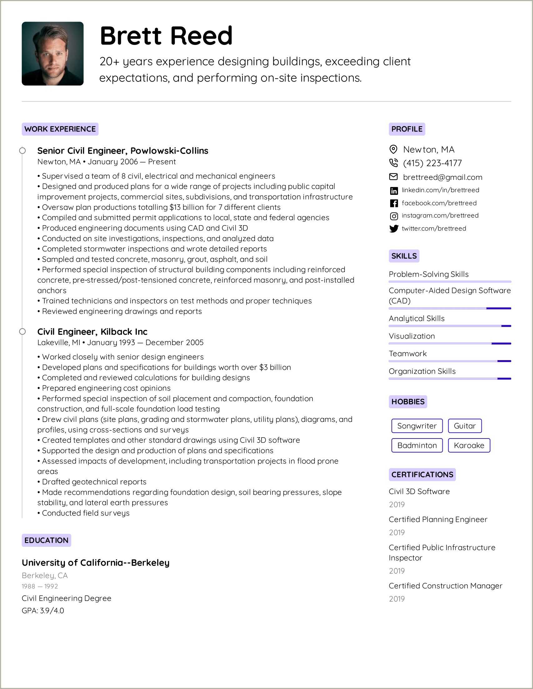 Civil Engineer Fresher Resume Objective