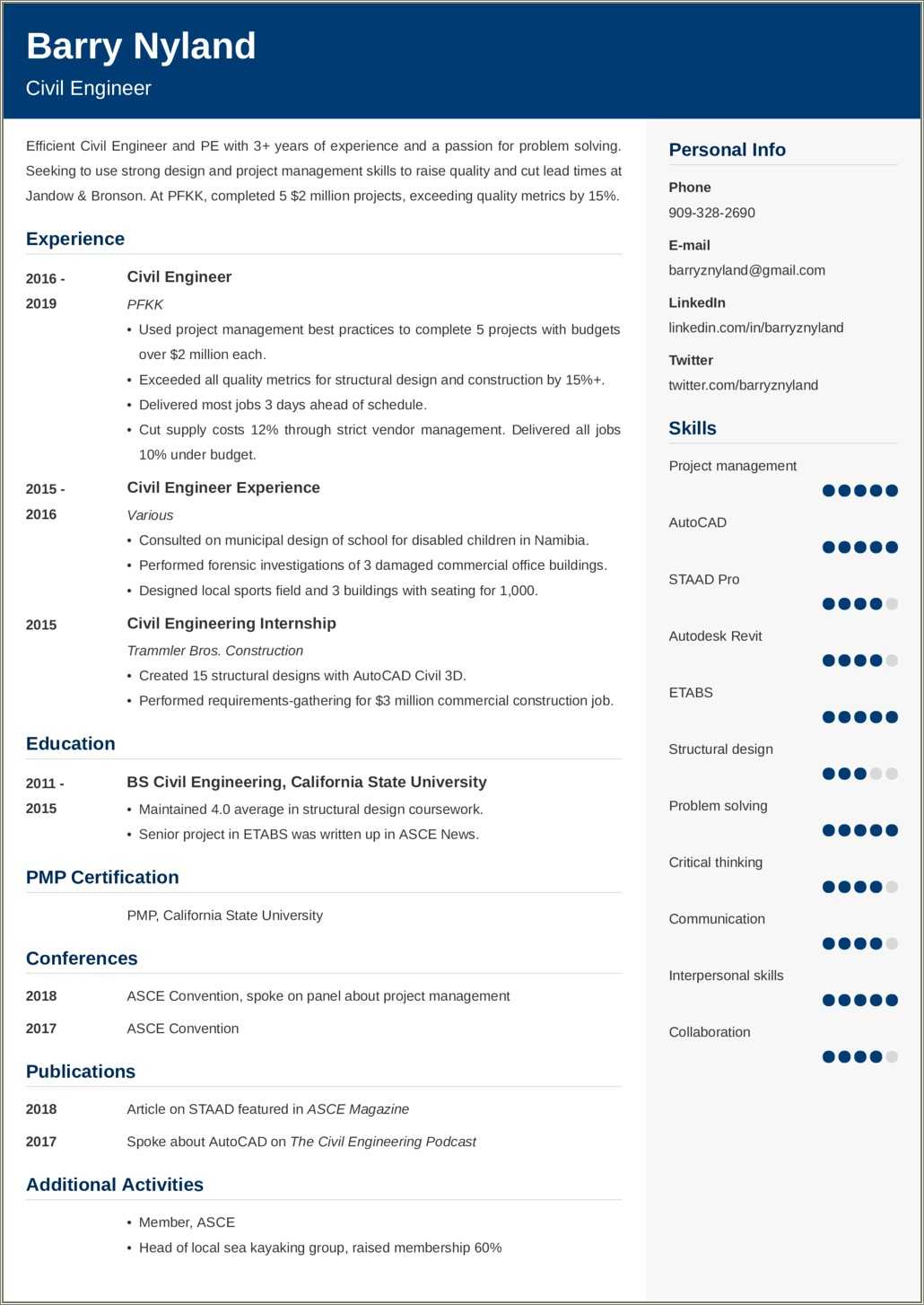 Civil Engineering Fresher Resume Objective