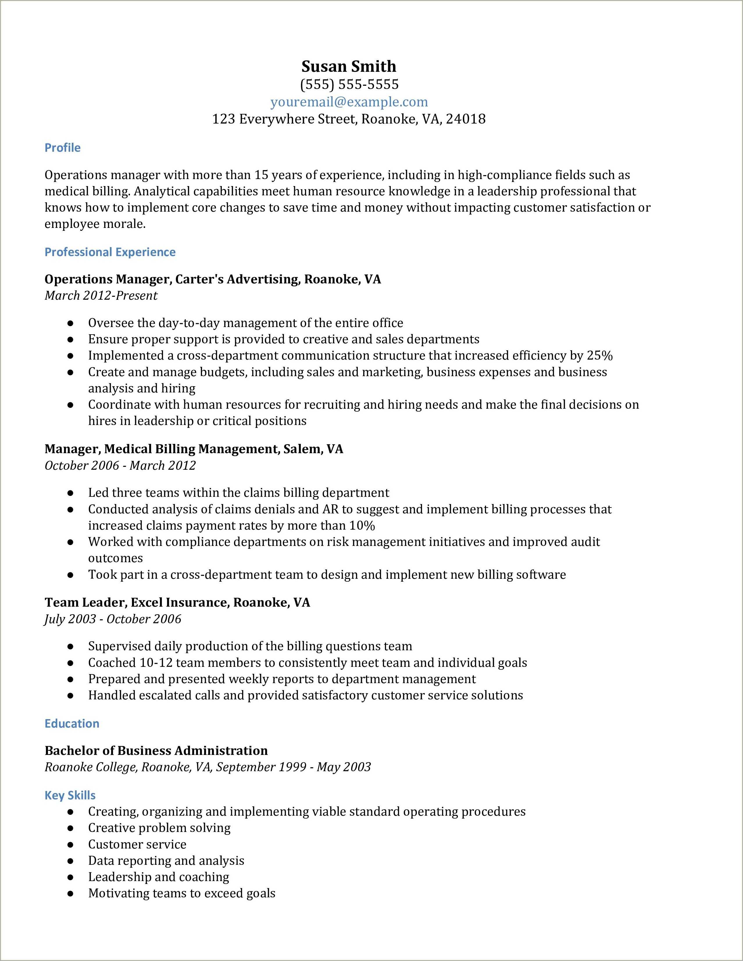 Claim Team Manager Resume Examples
