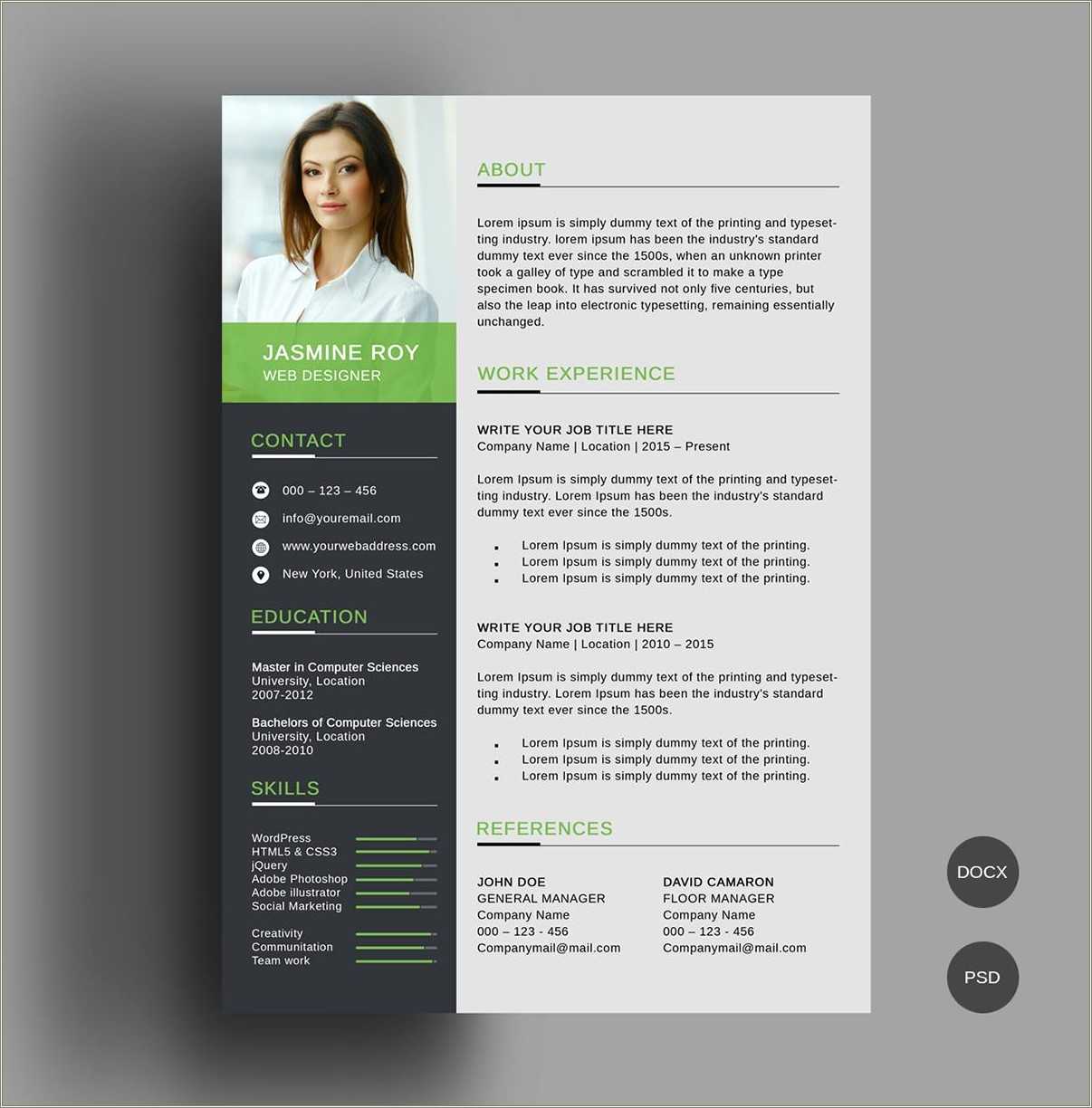 Clean Professional Resume Word Templates Free